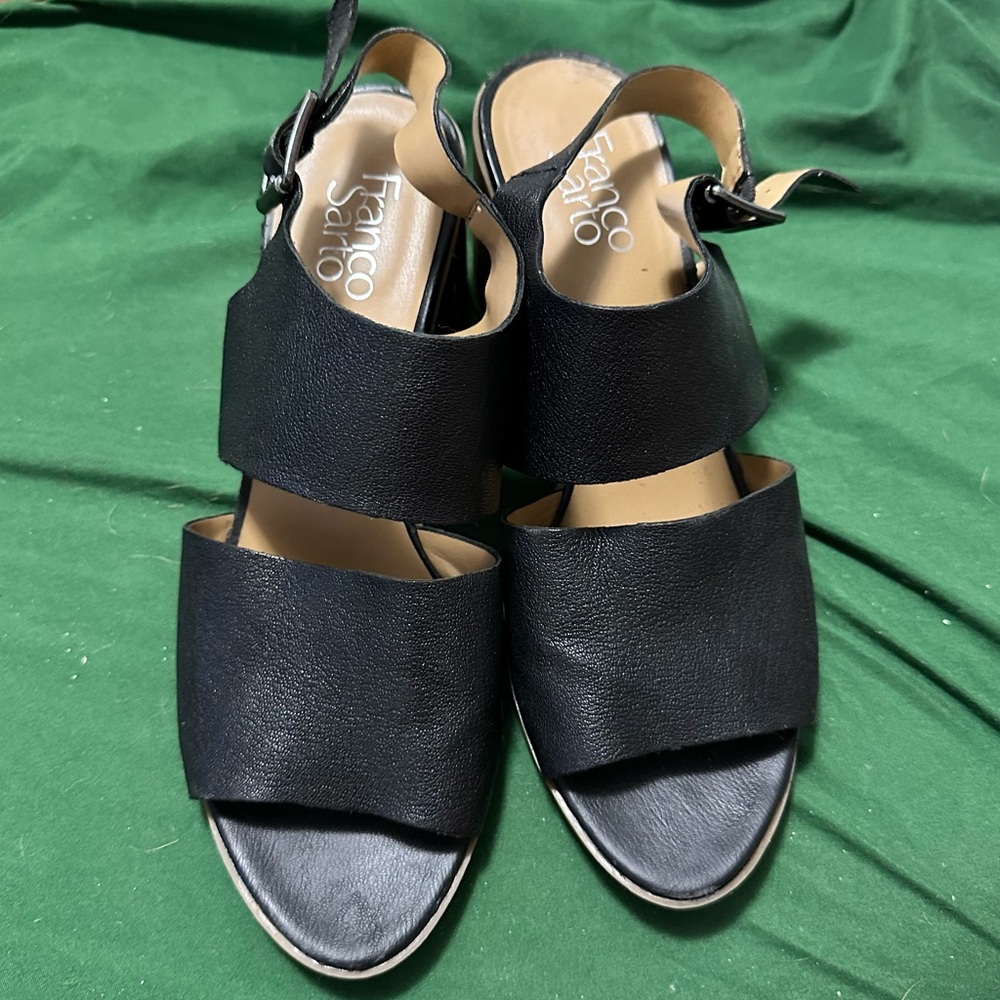 Franco Sarto Hope Sling Back 3 in. Block Heel Sandal Size 10M Black Adjustable